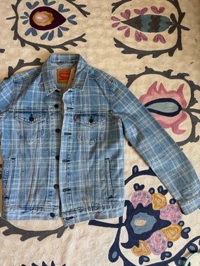 Levi's Light Blue Plaid Denim Jacket
